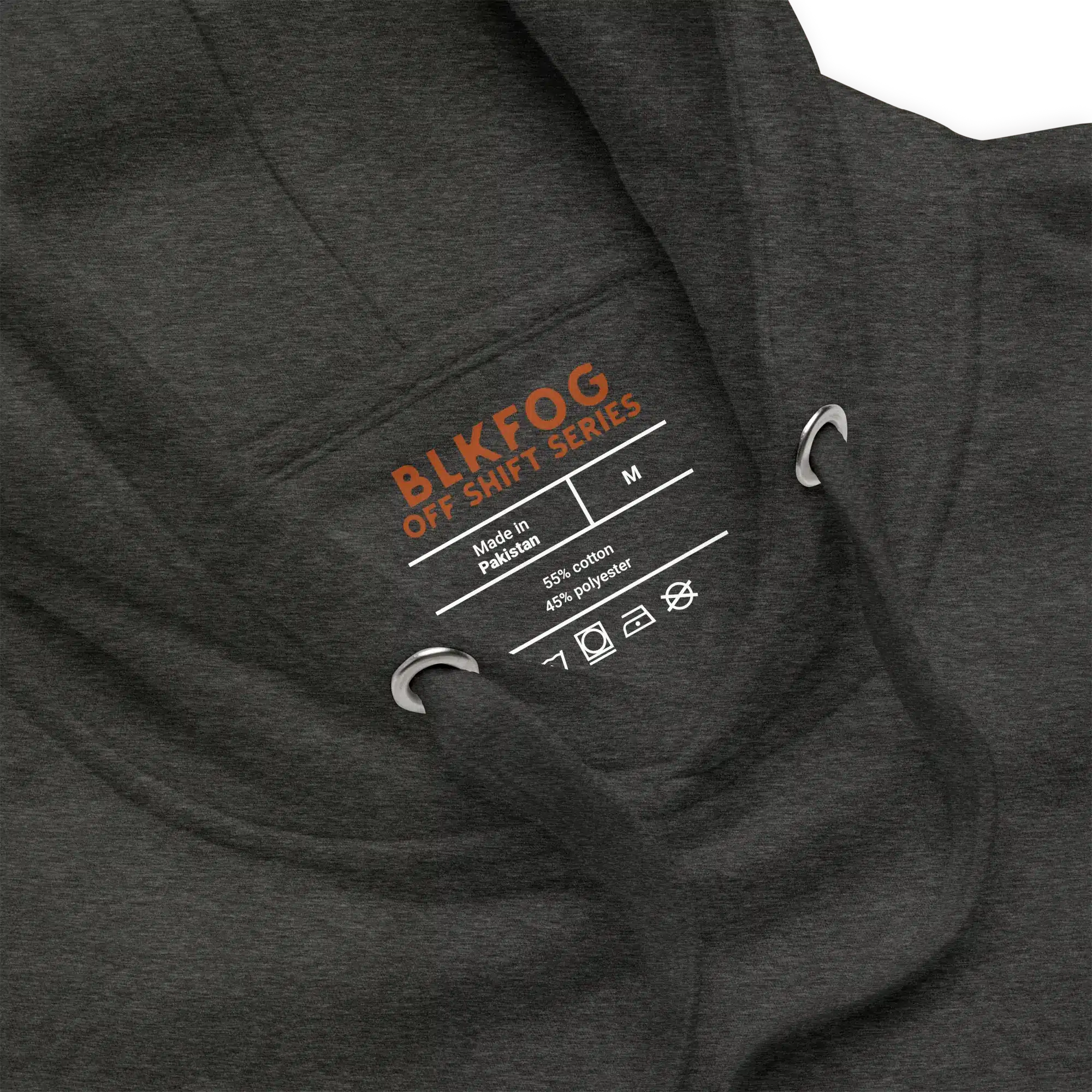 blkfog-standard-issue-hoodie-inside-label BLKFOG inside label hoodie neck tag rust branding detail