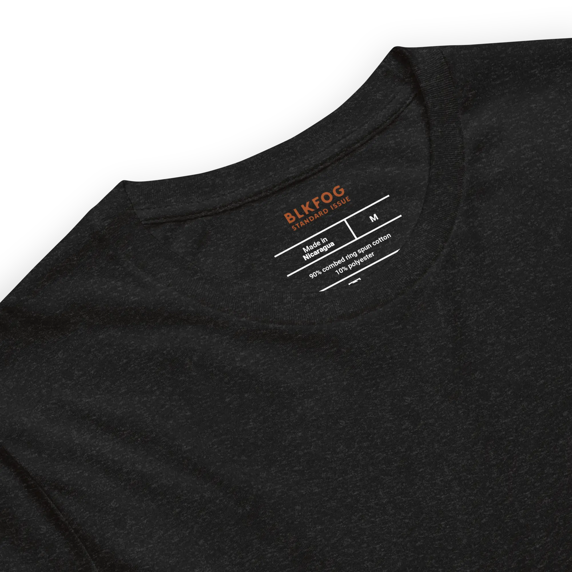 blkfog-standard-issue-stealth-tee-collar-label BLKFOG Standard Issue Stealth tee black back view minimalist workwear shirt